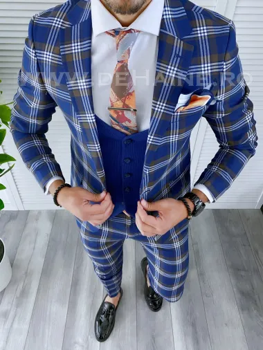 Costum barbati slim fit + Vesta B4219 D3-2.2